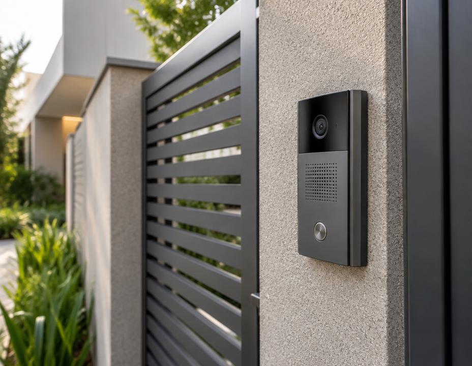 Interfone instalado no muro de uma residência